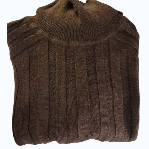 JASON WU Modern Luxury 100% Wool Brown Ribbed Mock Turtleneck S EUC - Picture 3 of 8